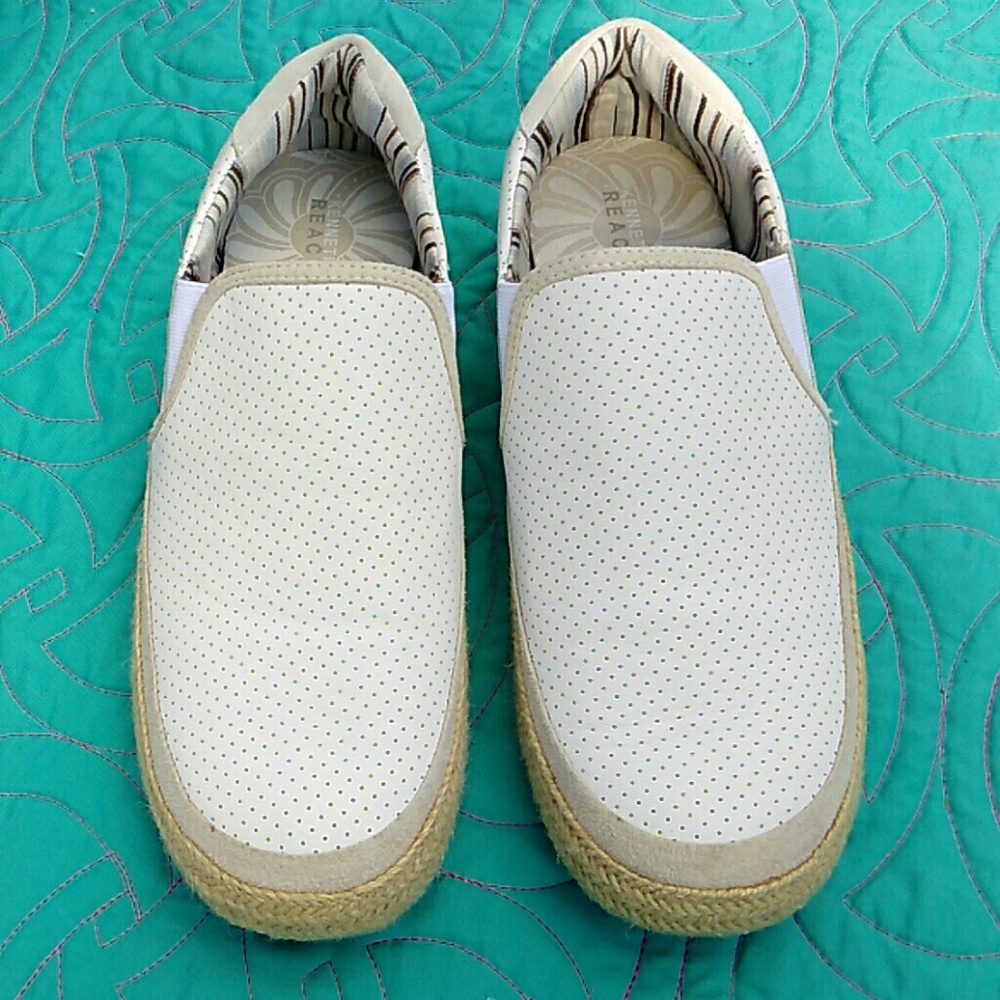 Kenneth Cole Reaction Mens 11 White Leather Loafer